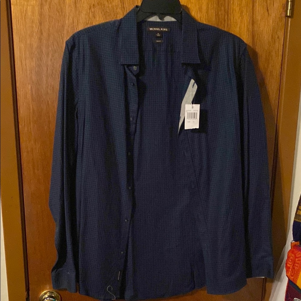 Michael Kors Navy Blue Button-Up Shirt